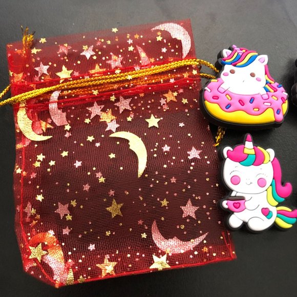 Unicorn Shoe Charms 5 Piece Variety Pack in Moon & Stars Sparkle Bag 1" Charms - Picture 3 of 3